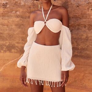 Revolve Savannah Morrow Indra bikini top cream organic cotton XS